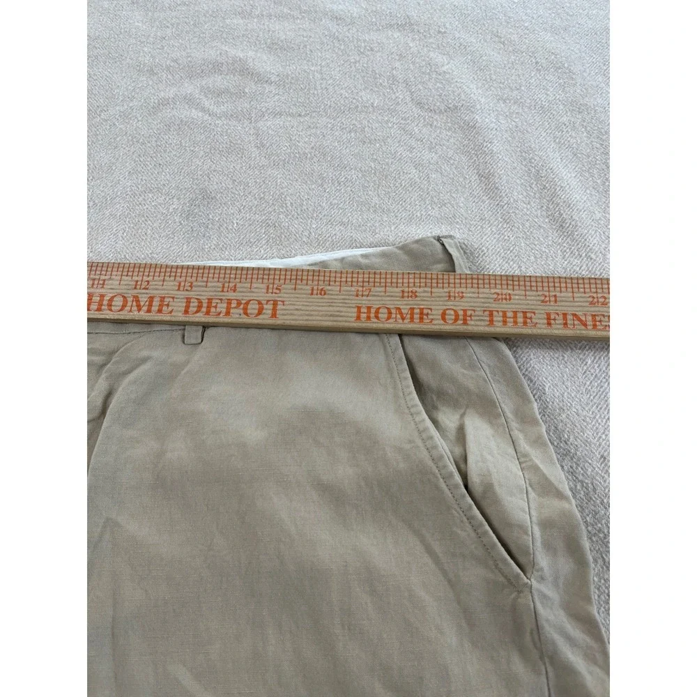 Polo Ralph Lauren Flat Pants‎ Men's size 38x32 Tan Khaki Linen Silk Blend